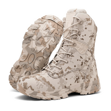 Load image into Gallery viewer, Angled view of Camohunters camouflage outdoor boots with rugged build.