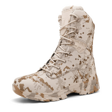 Load image into Gallery viewer, Camouflage military boot on a white background
