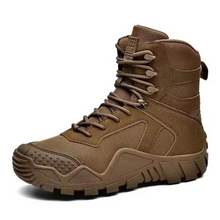Load image into Gallery viewer, Brown tactical boot on a white background
