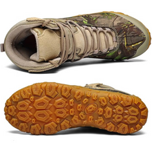 Load image into Gallery viewer, Camouflage boot with beige interior and brown sole on a white background
