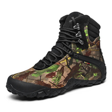 Load image into Gallery viewer, Camouflage boot with black laces and sole on a white background
